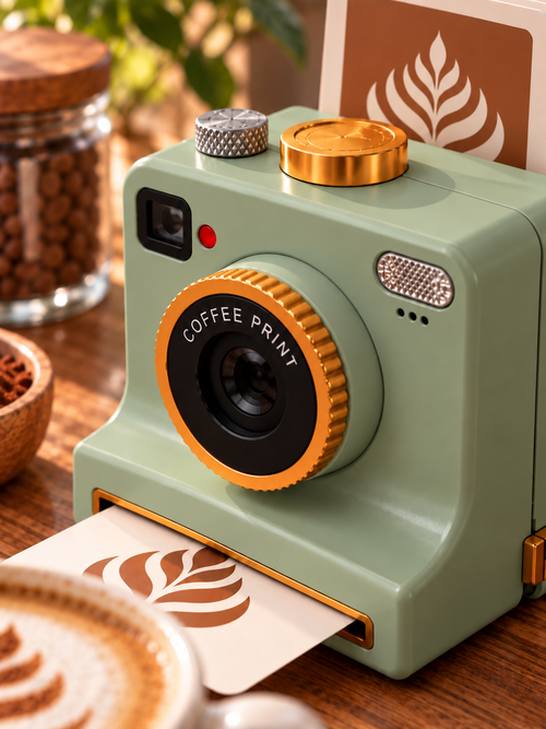 Instant Latte Art Printer in Green, close-up
