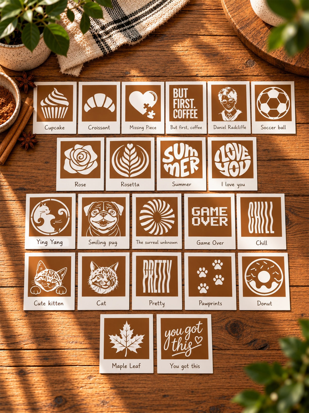 All 22 Instant Latte Art stencil designs